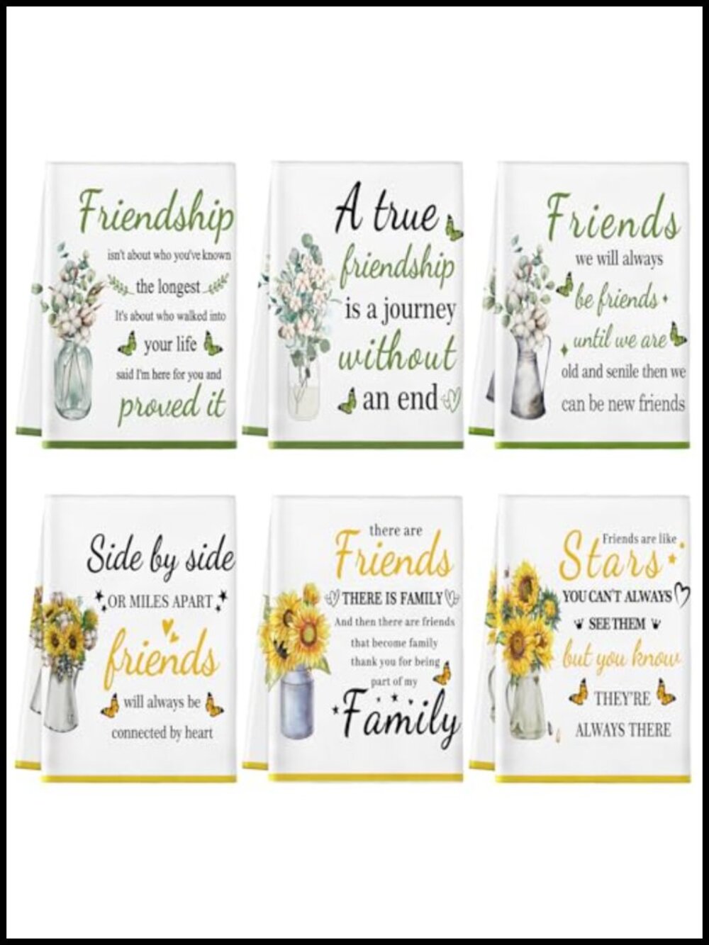 6 Pc Cotton Kitchen Towels Bible Verse Friendship Dish Cloths 16x24